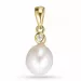 Ovalt perle diamantanheng i 14 karat gull 0,02 ct