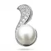 Elegant perle anheng i rodinert sølv