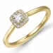 firkantet diamant ring i 14 karat gull 0,15 ct 0,06 ct
