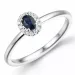 oval safir diamantring i 14 karat hvitt gull 0,25 ct 0,05 ct