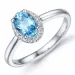 oval topas diamantring i 14 karat hvitt gull 0,92 ct 0,09 ct