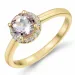 rund morganit diamantring i 14 karat gull 0,75 ct 0,08 ct