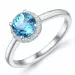 rund topas diamantring i 14 karat hvitt gull 1,08 ct 0,08 ct