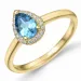 dråpe topas diamantring i 14 karat gull 0,85 ct 0,09 ct