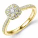 firkantet diamantring i 14 karat gull 0,10 ct 0,44 ct