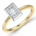 firkantet diamantring i 14 karat gull og hvitt gull 0,10 ct 0,10 ct