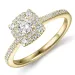 firkantet diamantring i 14 karat gull 0,21 ct 0,30 ct