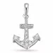 Anker diamant anheng i 14 karat hvitt gull 0,12 ct