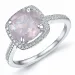 firkantet kvarts diamantring i 14 karat hvitt gull 2,65 ct 0,18 ct