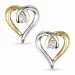 Hjerte diamantøredobb i 14 karat gull og hvitt gull med diamanter 