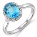 oval topas diamantring i 14 karat hvitt gull 3,00 ct 0,12 ct