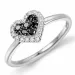 hjerte svart diamant ring i 14 karat hvitt gull 0,13 ct 0,09 ct