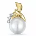 Rundt perle diamantanheng i 14 karat gull og hvitt gull 0,02 ct