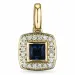 Firkantet safir diamantanheng i 14 karat gull 0,08 ct 0,35 ct