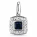 Firkantet safir diamantanheng i 14 karat hvitt gull 0,08 ct 0,35 ct