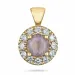 rundt kvarts diamantanheng i 14 karat gull 0,50 ct 0,22 ct