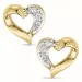 Hjerte diamant ørestikker i 14 karat gull og hvitt gull med diamanter 