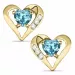 Hjerte topas diamantøredobb i 14 karat gull med diamanter og topaser 