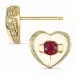 Hjerte rubin diamantøredobb i 14 karat gull med diamanter og rubiner 