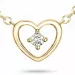 42 cm hjerte diamant anheng med halskjede i 14 karat gull 0,05 ct