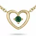 42 cm hjerte smaragd anheng med halskjede i 14 karat gull 0,06 ct