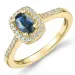 safir diamantring i 14 karat gull 0,65 ct 0,164 ct