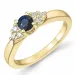 safir briljantring i 14 karat gull 0,38 ct 0,12 ct
