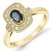 firkantet safir diamantring i 14 karat gull 0,65 ct 0,152 ct