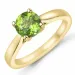 grønn peridot solitairering i 14 karat gull 1,27 ct