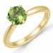 grønn peridot solitairering i 14 karat gull 1,27 ct