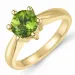 grønn peridot solitairering i 14 karat gull 1,55 ct