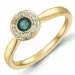 rund smaragd briljantring i 14 karat gull 0,22 ct 0,136 ct