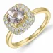 Elegant firkantet morganit diamantring i 14 karat gull 0,98 ct 0,624 ct