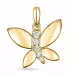 sommerfugl diamant anheng i 14 karat gull 0,05 ct