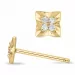 firkantet briljantøredobb i 14 karat gull med diamant 