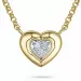 45 cm halskjede med hjerteanheng i 14 karat gull og hvitt gull 0,03 ct