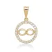 Rundt infinity zirkon anheng i 9 karat gull