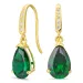 dråpeformede øredobber i 9 karat gull med smaragd og zirkon - Gold Collection