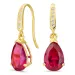 dråpeformede øredobber i 9 karat gull med rubin og zirkon - Gold Collection