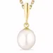 perle halskjede i forgylt sølv med anheng i 9 karat gull - Gold Collection