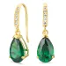 dråpeformede øredobber i 14 karat gull med smaragd og zirkon - Gold Collection