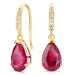 dråpeformede øredobber i 14 karat gull med rubin og zirkon - Gold Collection