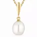 perle halskjede i forgylt sølv med anheng i 14 karat gull - Gold Collection