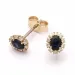 blomst safir øredobber i 14 karat gull med diamant og safir