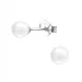 4 mm runde hvite perle øredobber i sølv