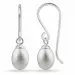 lange ovale perle øredobber i sølv