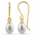 lange ovale perle øredobber i forgylt sølv