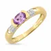 lilla ametyst ring i 9 karat gull med rhodium