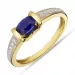 blå ring i 9 karat gull med rhodium