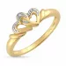 hjerte zirkon ring i 9 karat gull med rhodium